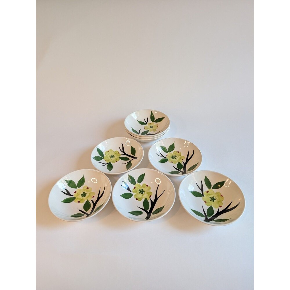 Vintage 1950's Dixie Dogwood Hand Painted Berry Bowls Set of 5 +3 free w/ chips